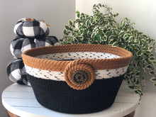 Load image into Gallery viewer, Warm Biscuit Brown Statement Rope Bowl with Black & Speckled Accents