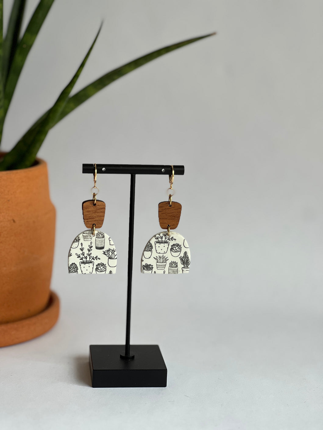 Wood and Clay Plant Dangles