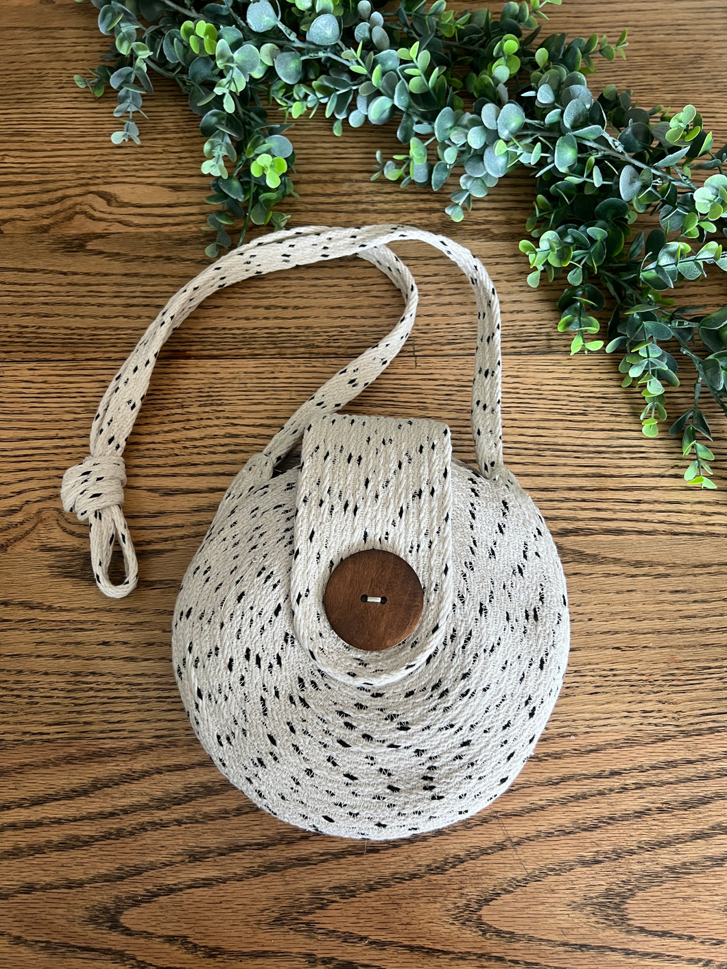 White with Black Speck Rope Purse
