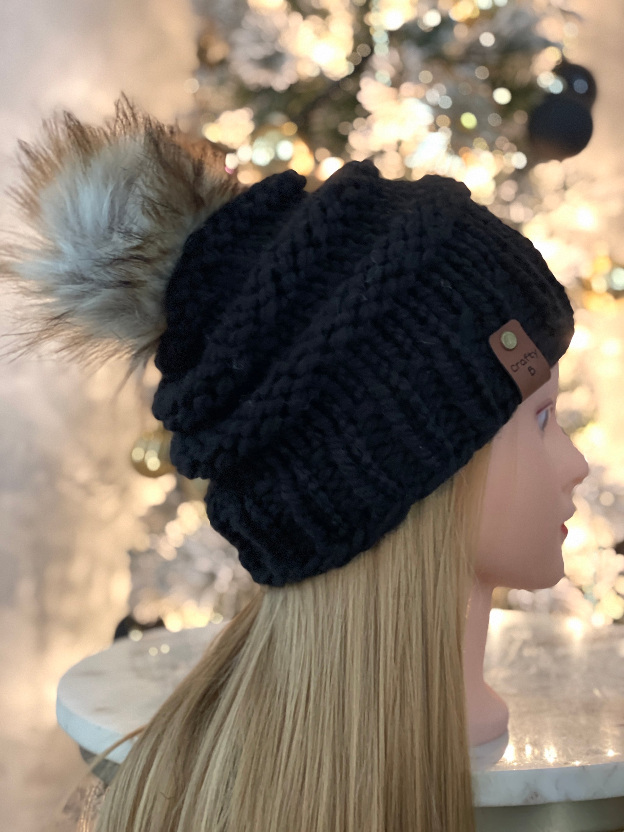 ?Handmade Winter Hat *Dark blue/beige I main image 2
